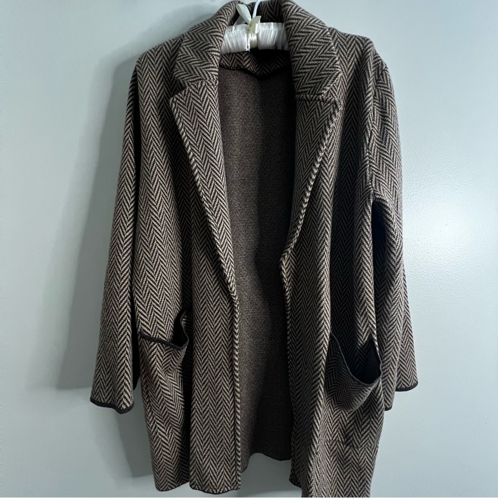 J. Crew Brown Herringbone Cardigan